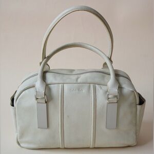 Vintage Calvin Klein Ivory Leather Bowling Bag